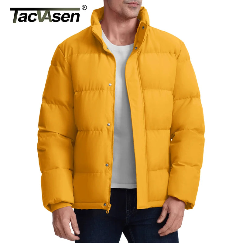 TACVASEN Winter Duck Down Jackets Mens Stand Collar Quilted Jackets Water Resistant Lightweight Puffer Jacket Windbreaker Coats