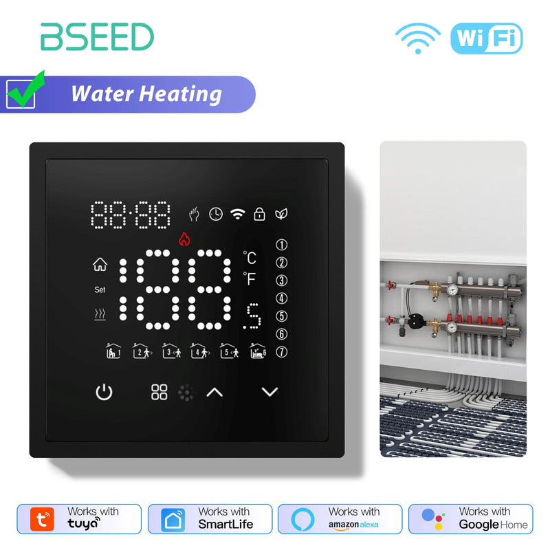 BSEED WIFI Electric Floor Heating Water Boiler Room Smart Thermostat Alexa Google App Temperature Controller Plastic Frame