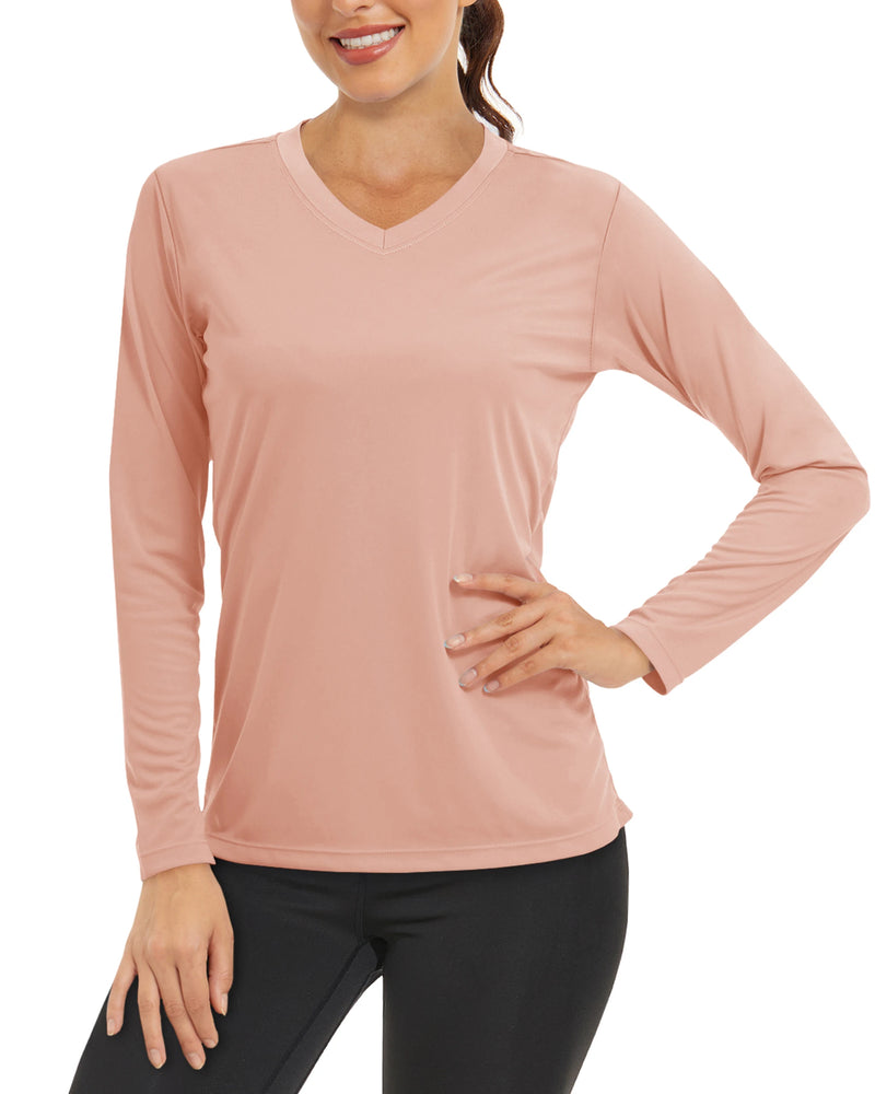 TACVASEN Summer Sun Protection Shirts UPF 50+ Womens Long Sleeve V Neck Shirts Lightweight Quick Dry Tee Shirts Outdoor Pullover