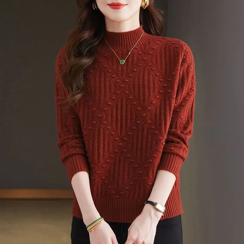 New Vintage Knitwear Tops Spring Autumn Warm Pullover Sweater Women Trends 2026 Winter Basic Wear Long Sleeve Jumper Female