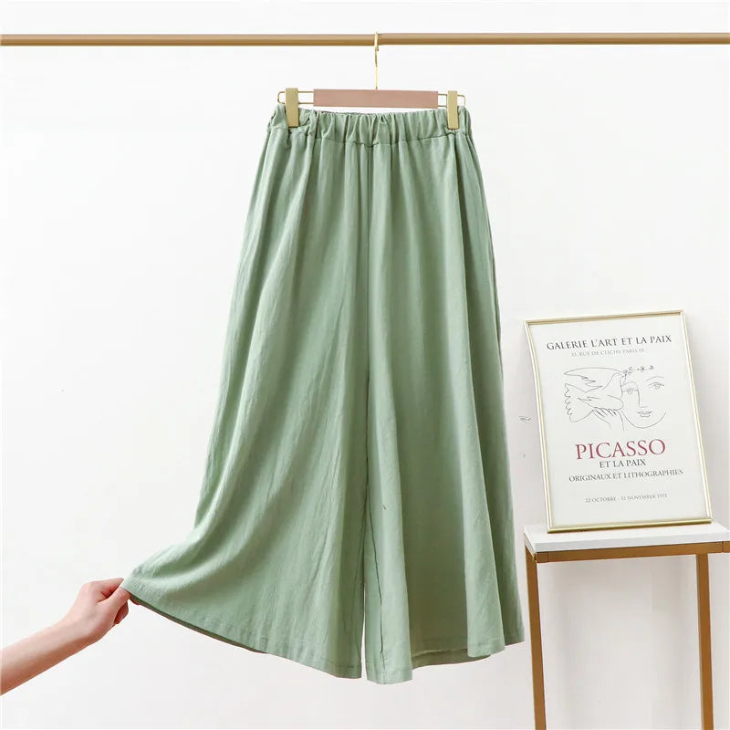 Spring Autumn Loose Wide Leg Pants Cotton Linen Home Wear Trousers New Sleeping Pajamas Pant Women Sleepwear Pantalon De Pijama