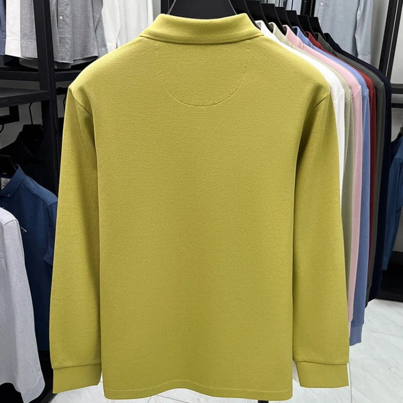 260g Long Staple Cotton Pique Fabric, Premium 100% Cotton Polo Shirt, Business Casual Slim Fit Top,Golf Shirt