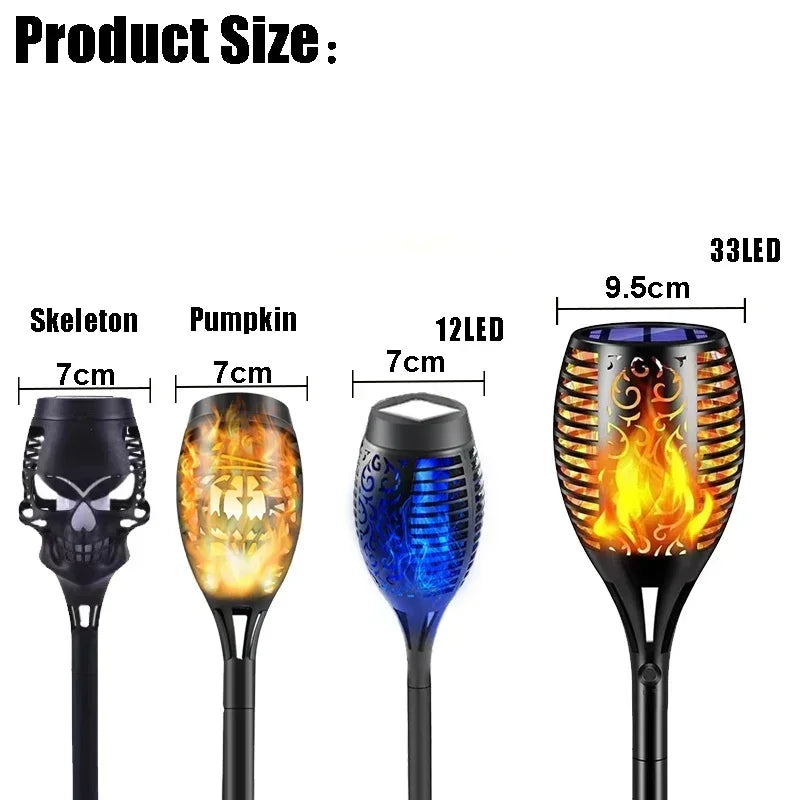 1 PCS Solar Garden Flame Lights Flickering Flame Lamp Outdoor Lawn Light Waterproof Courtyard Helloween Decoration Lighting