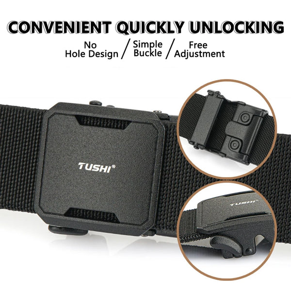 TUSHI Mens Automatic Nylon Belt Male Army Tactical Belt for Man Military Canvas Belts High Quality Jeans Fashion Luxury Strap