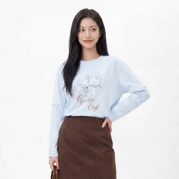 អាវយឺតដៃវែង Semir សម្រាប់នារី ឆ្នូតធំ បោះពុម្ពពីរដុំ ស្មាធ្លាក់ អាវធម្មតា សម្រាប់ពាក់ប្រចាំថ្ងៃ ឆ្នាំ២០២៦