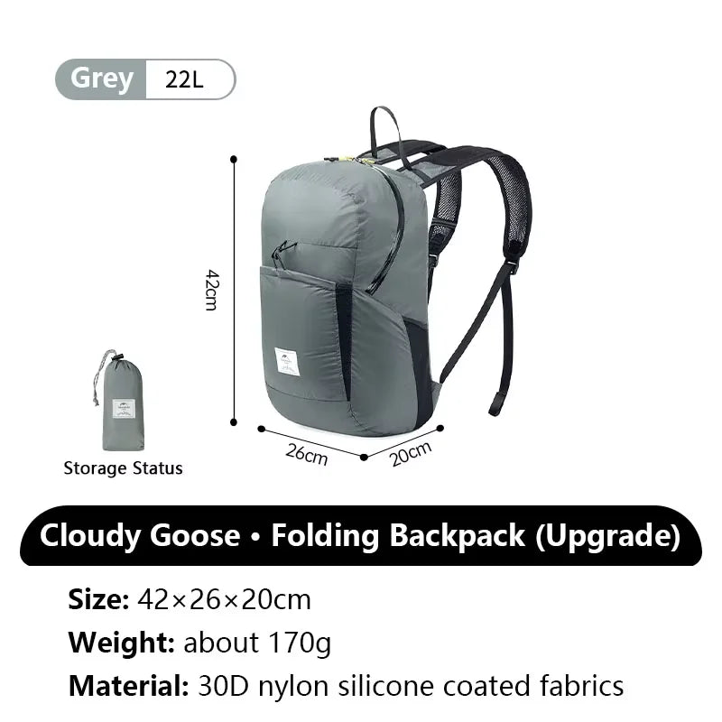 Naturehike 18L 22L 25L 30L Silicone Folding Backpack Lightweight Portable Waterproof Outdoor Camping Hiking Shoulder Skin Bag