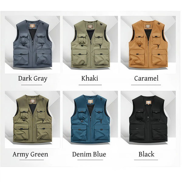 Men's 2025 Autumn Multi-Pocket Breathable Outdoor Casual Sports Sleeveless Jacket Fashion Photographer Design Fishing Vest