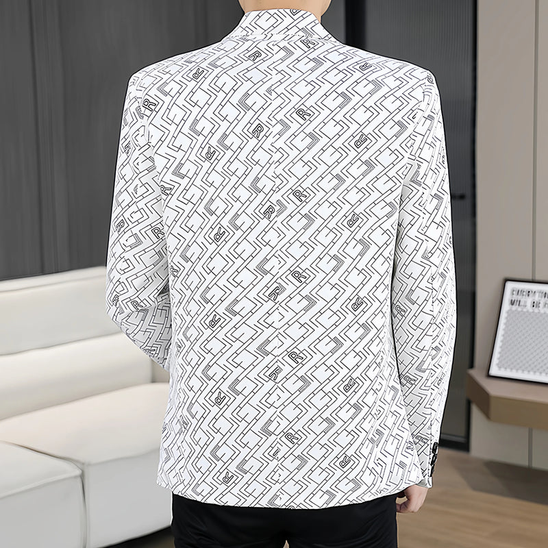 2026 Men's Long-sleeve Suit Jackets for Spring and Fall; Single-Breasted, V-neck Casual Blazers Available in White, Black, Khaki