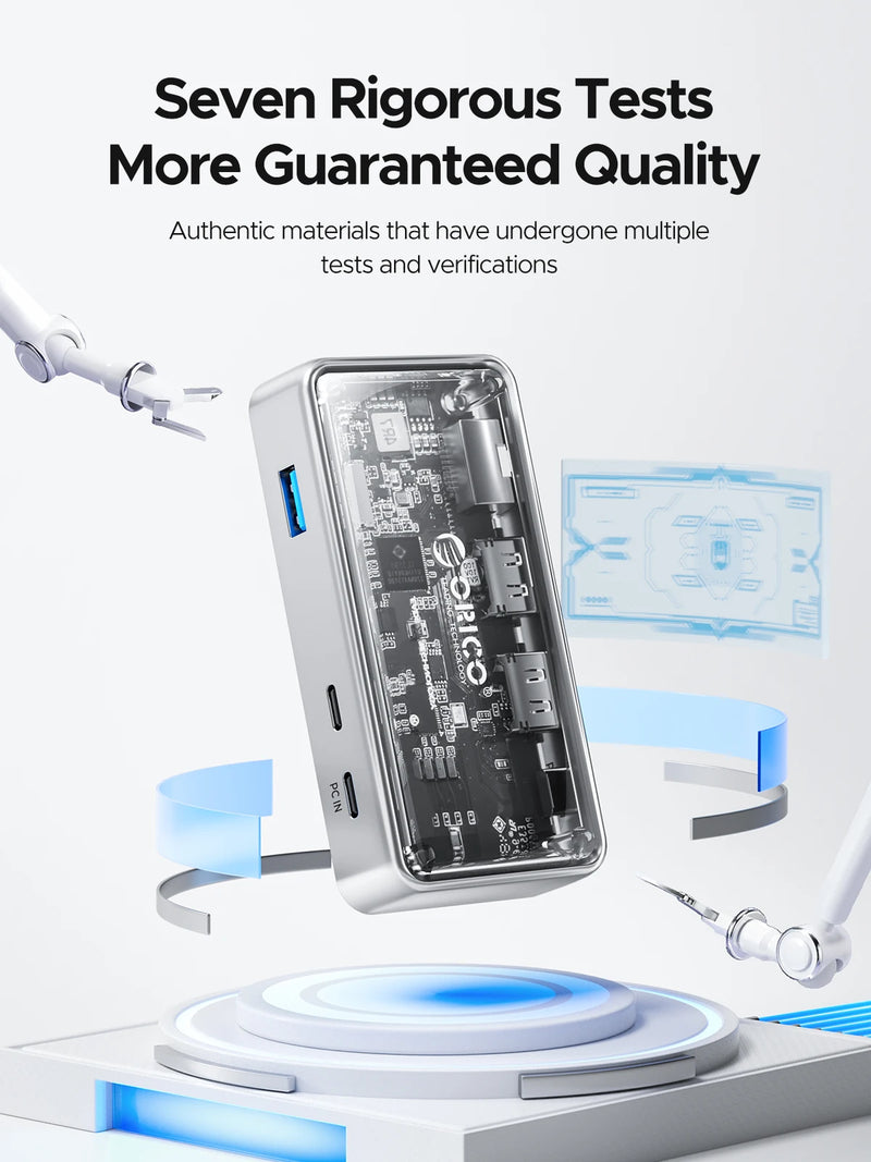 ORICO Metallic USB C HUB 10Gbps Docking Station 4K60Hz HDMI-compatible USB 3.0 Adapter RJ45 for Macbook Pro Laptop Accessories