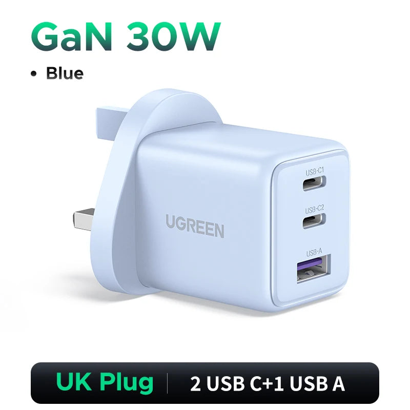 【UK Plug】UGREEN 45W 30W 20W GaN Charger PD 3.0 USB C Phone Charger For iPhone 17 16 15 Pro Samsung S25 Xiaomi Tablet iPad Air