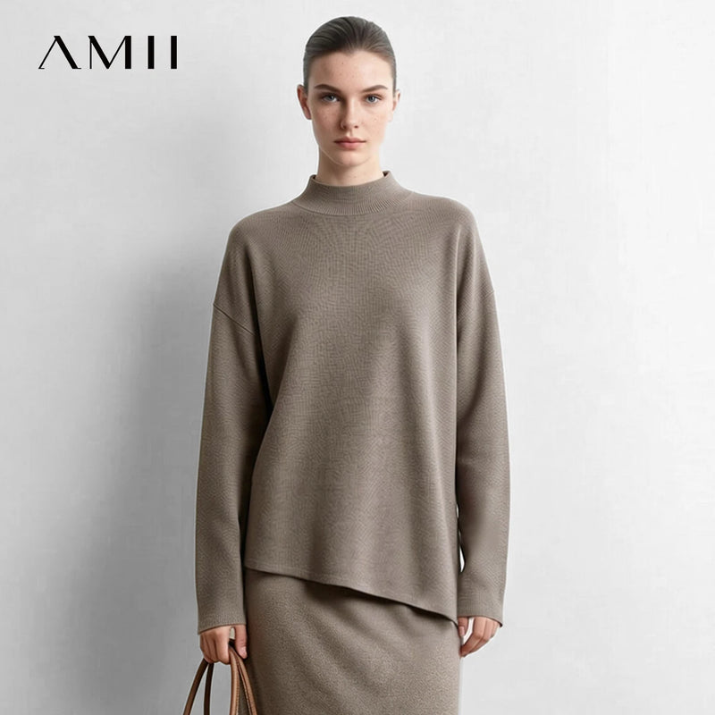 អាវយឺតកមូលសម្រាប់នារី Amii ដៃវែង ស្មាធ្លាក់ អាវធំ ធម្មតាសម្រាប់ធ្វើដំណើរ រដូវរងា ឆ្នាំ២០២៦ សម្លៀកបំពាក់នារី 12644004