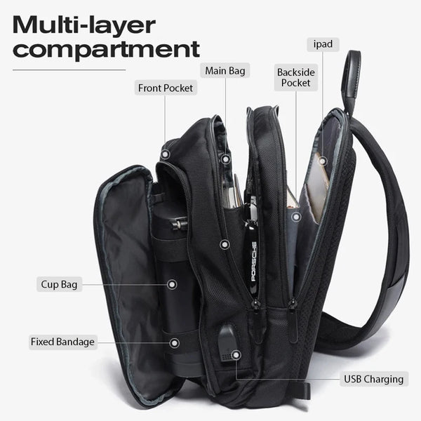 BANGE Men's Chest Pack Casual Crossbody Bags Male USB Charging Shoulder Bag Oxford Messenger Bag Waterproof Large Capacity 2021