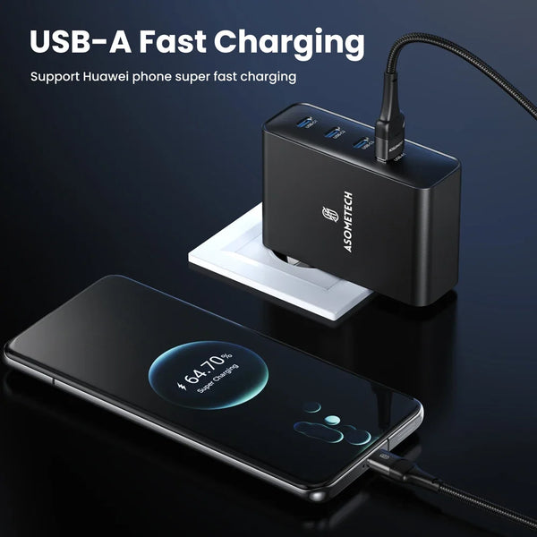 ឆ្នាំងសាកលឿន GaN USB Type C 100W 4 ក្នុង 1 PD QC Quick Charge 4.0 3.0 USB ឆ្នាំងសាកសម្រាប់ iPhone 15 14 13 Pro Max Samsung S23 ថេប្លេត