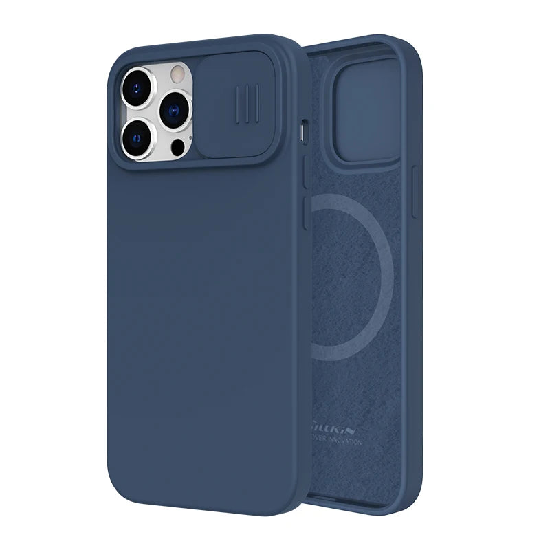 NILLKIN Magnetic Case For iPhone 14 Pro Max Liquid Silicone Soft Case For iPhone 13 ProMax Case Slide Camera Protection Cover
