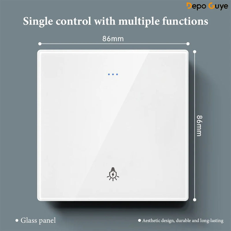 White UK 230V Tempered Glass Touch Light Switch Socket LED Wall Panel Smart Home Switches Socket Manufacturer Wholesale Supplier
