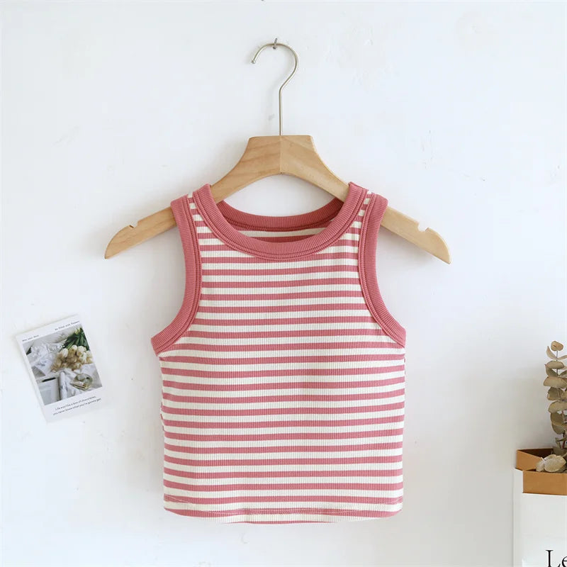 Summer Women's Pajamas T-shirt One Piece Sleepwear Vest Fashion Striped Modal Bottoming Shirt Chest Pad Sleeping Tops