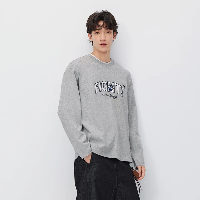 Semir Men Knit Tshirt Cotton Layered Look Crew Neck 2026 New Winter Daily Wear Urban Casual Style Cold Weather Layering