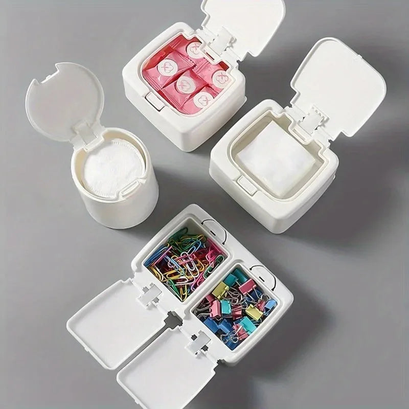1pc Desktop Storage Box with Mini Lid and Pop-up Window,Swab,toothpick,Cosmetics,rubber bands,Student Miscellaneous Sorting Box