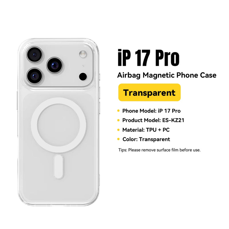 ស្រោម ម៉ាញេទិក Essager សម្រាប់ iPhone 17 Series ស្រោមការពារការប៉ះទង្គិច សាកថ្មឥតខ្សែ សម្រាប់ Magsafe សម្រាប់ iPhone 17 Pro Max 17 Air