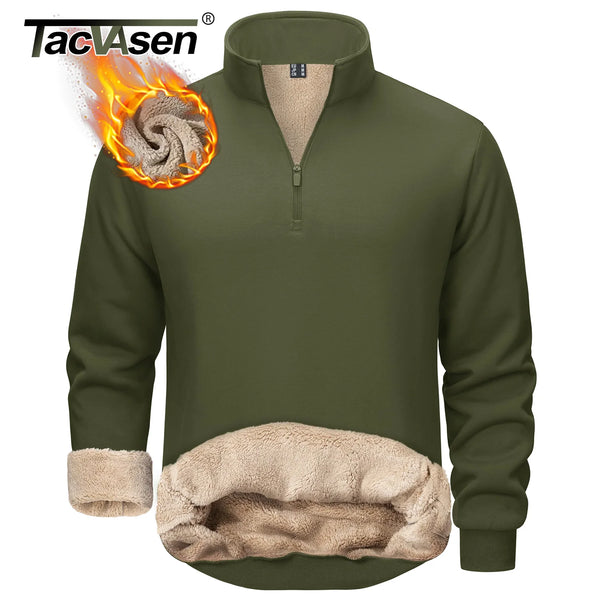TACVASEN Mens Turtleneck Fleece Sweatshirts Casual Quarter Zip Sherpa Lined Sweatshirt Running Sports Hoodie Pullovers Tops Male
