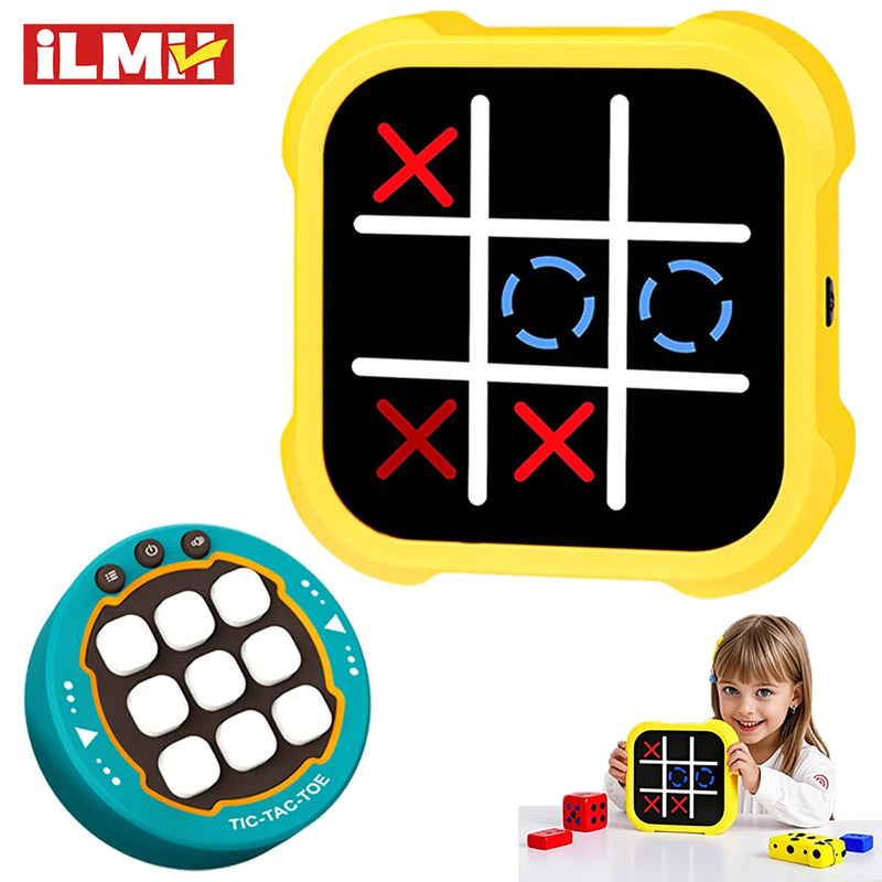 ម៉ាស៊ីនហ្គេម Tic Tac Toe ចល័ត - ល្បែងផ្គុំរូបអេឡិចត្រូនិចសម្រាប់មនុស្សគ្រប់វ័យ ប្រដាប់ក្មេងលេងធ្វើដំណើរជាមួយនឹងការហ្វឹកហាត់ការចងចាំ និងអំណោយ Montessori