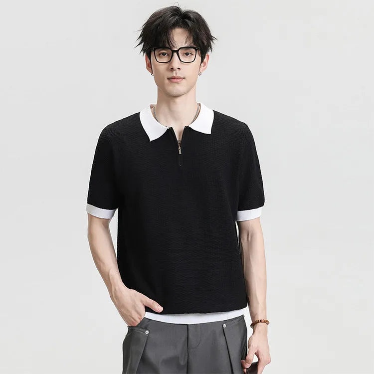 Premium Ice - Touch Men's Short - Sleeve Knitted Polo Shirt: Lightweight, Comfortable Summer New Arrival