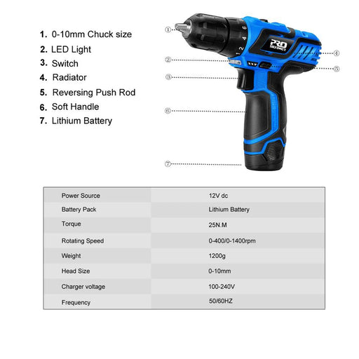 12V Electric Cordless Screwdriver Drill 100NM Torque Electric Drilling Machine Mini Hand Drill Wireless Power Tool by PROSTORMER