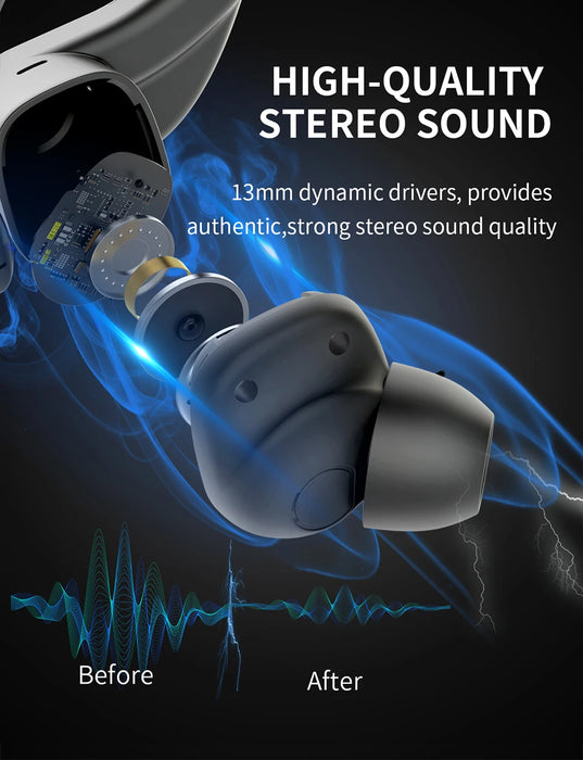 Bluedio S6 Bluetooth Headphone V5.1 TWS Earphone Wireless Ear Hook Sports Earbuds 13mm Driver HIFI Headset for phone with mic