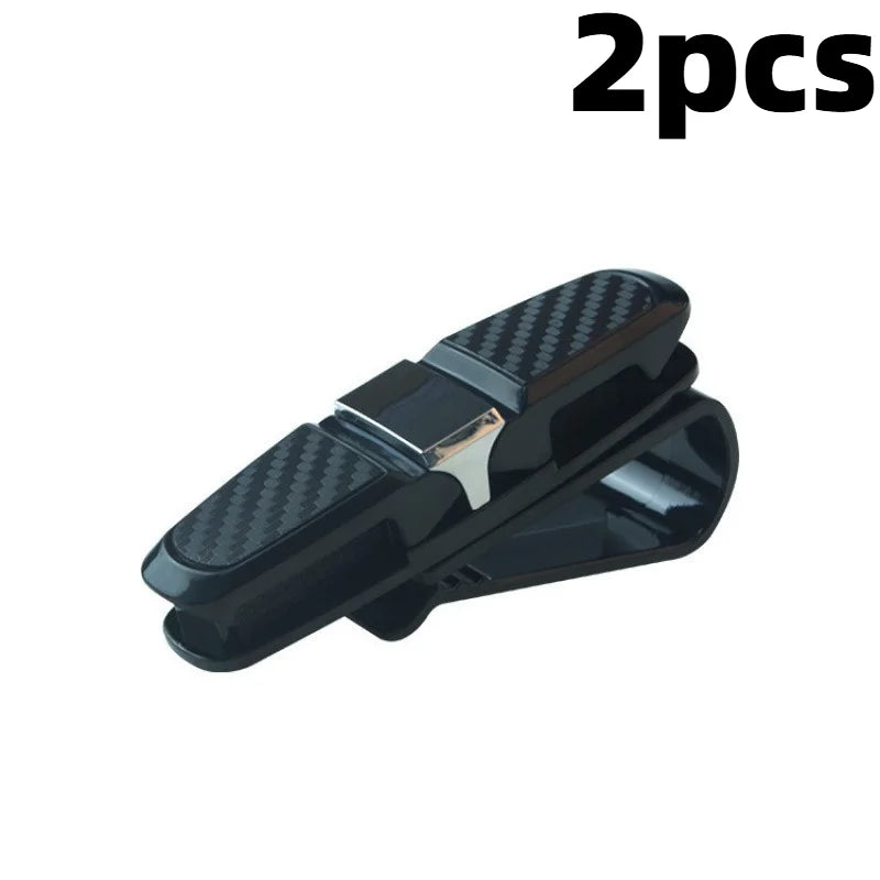 2pcs Car Visor Sunglass Holder Clip, Portable Eyeglasses Mount, ABS Material Auto Accessories Compatible with Various Models.