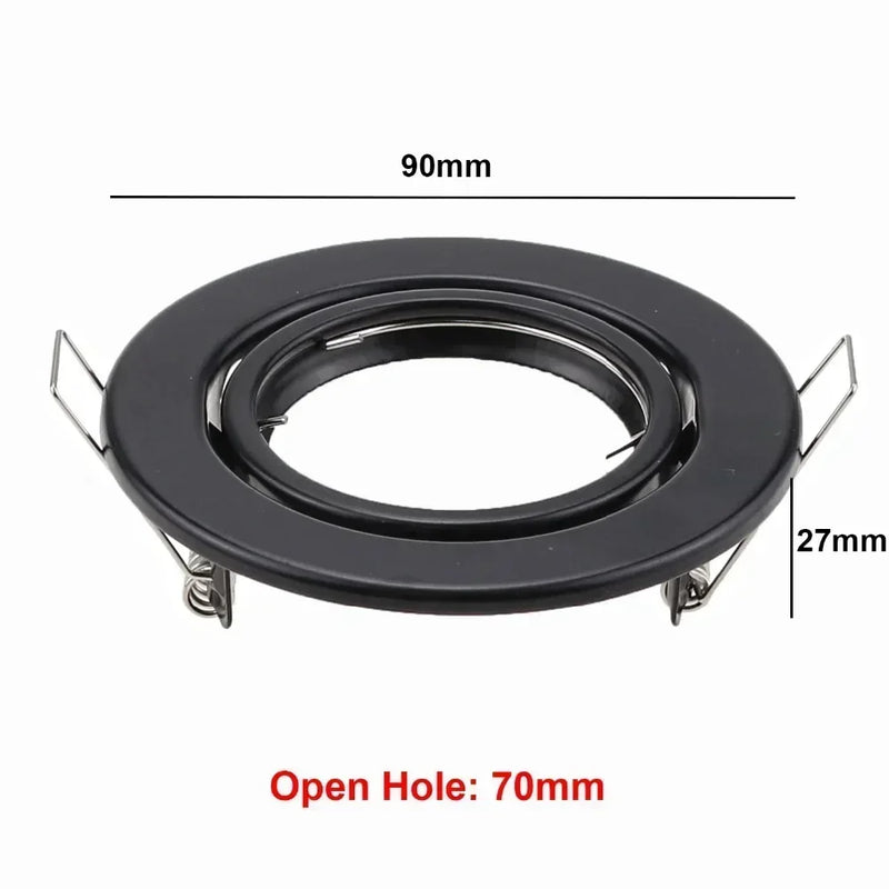 ស៊ុមភ្លើងពិដាន LED រាងមូលដែលអាចលៃតម្រូវបានសម្រាប់អំពូល GU10 MR16 ដែលម៉ោនលើភ្លើងពិល