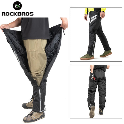 ROCKBROS Warm Winter Pants Fleece Sweatpant Trousers Outdoor Camping Hiking ThickenTrousers Detachable Windproof Ski Pants Men