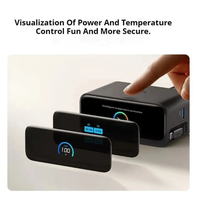 ស្ថានីយសាកថ្ម Anker A91C8 Nano 100W GaN ខ្សែសាកលឿនពហុរន្ធសម្រាប់ដាក់លើតុ និងអេក្រង់បង្ហាញ