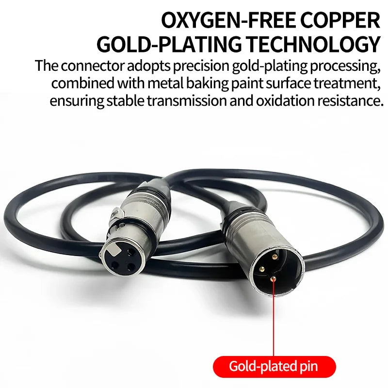 1M/2M/3M/5M/10M Gold-Plated 3-Pin XLR Male to Female Audio Cable - 3X0.75mm² (3X18AWG), Professional Use