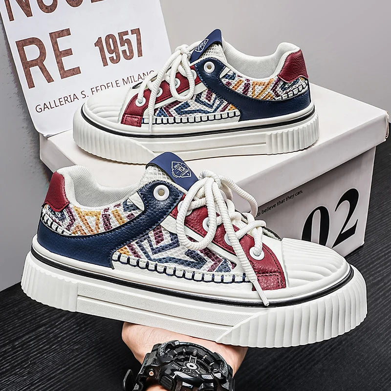 Men's Korean flat casual shoes Four seasons fashion youth breathable light soft-sole non-slip outdoor walking sports board shoes