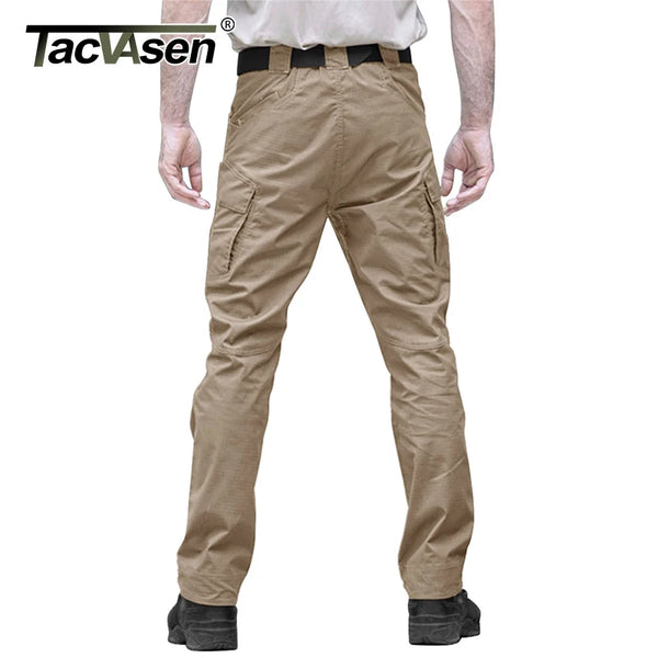 TACVASEN Zipper Pockets Pants Safari Clothing Men‘s Outdoor Cargo Pants Hiking Combat Trousers Ripstops Work Pants Field Male
