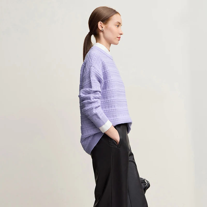 អាវយឺត Amii Pullover ឆ្នាំ ២០២៥ រដូវរងាថ្មីធម្មតារឹងមាំអាចបត់បែនបាន O-neck អាវក្រៅដៃវែងរលុងសម្រាប់ស្ត្រីប៉ាក់ 12544193
