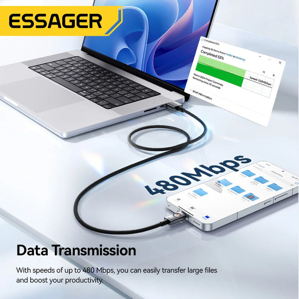 ខ្សែសាក Essager 120W USB Type C 6A សាកលឿនខ្លាំងសម្រាប់ Xiaomi 17 14 13 12 Pro Redmi K80 Note 14 POCO F7 USB A ទៅ Type C