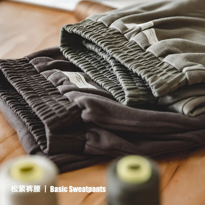 ខោ Maden Retro Tapered Three-Dimensional Cut Rolled Edge Knitted Pants Elastic Waist Casual Pants Spring and Autumn Men