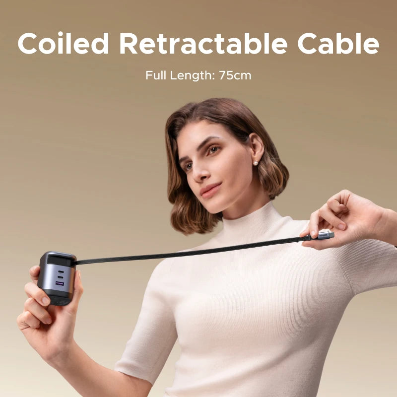 【US Plug】UGREEN 100W/65W/45W GaN Charger With Retractable USB C Cable UFCS PPS PD3.0 For Laptop Macbook Pro iPad Air iPhone 17