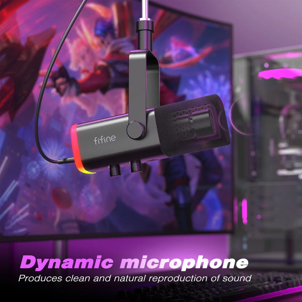 មីក្រូហ្វូនថាមវន្ត FIFINE USB/XLR ជាមួយប៊ូតុងបិទសំឡេងប៉ះ រន្ធដោតកាស ការគ្រប់គ្រង I/O សម្រាប់កុំព្យូទ័រ PS5/4 ឧបករណ៍លាយ មីក្រូហ្វូនលេងហ្គេម Ampligame AM8