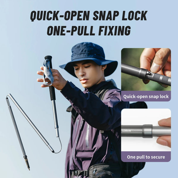 ដំបងដើរលេង Naturehike Lightwind Pro ធ្វើពីអាលុយមីញ៉ូមសុទ្ធ ៤ ផ្នែក អាចបត់បាន សម្រាប់បោះតង់ ឡើងភ្នំ ដើរលេងក្រៅផ្ទះ ទម្ងន់ស្រាលបំផុត