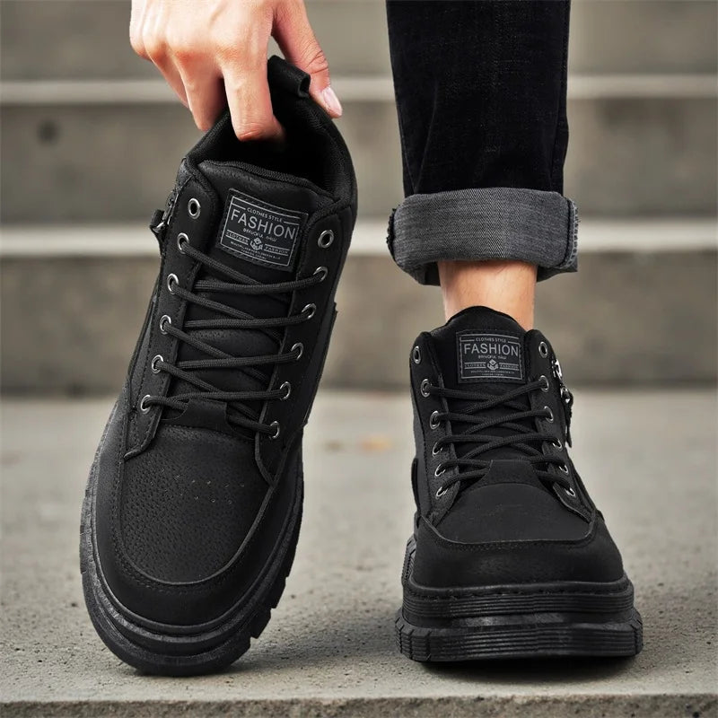 Men's boots four seasons high-top Joker thick-sole casual boots soft-sole non-slip sports outdoor boots fashion youth work boots