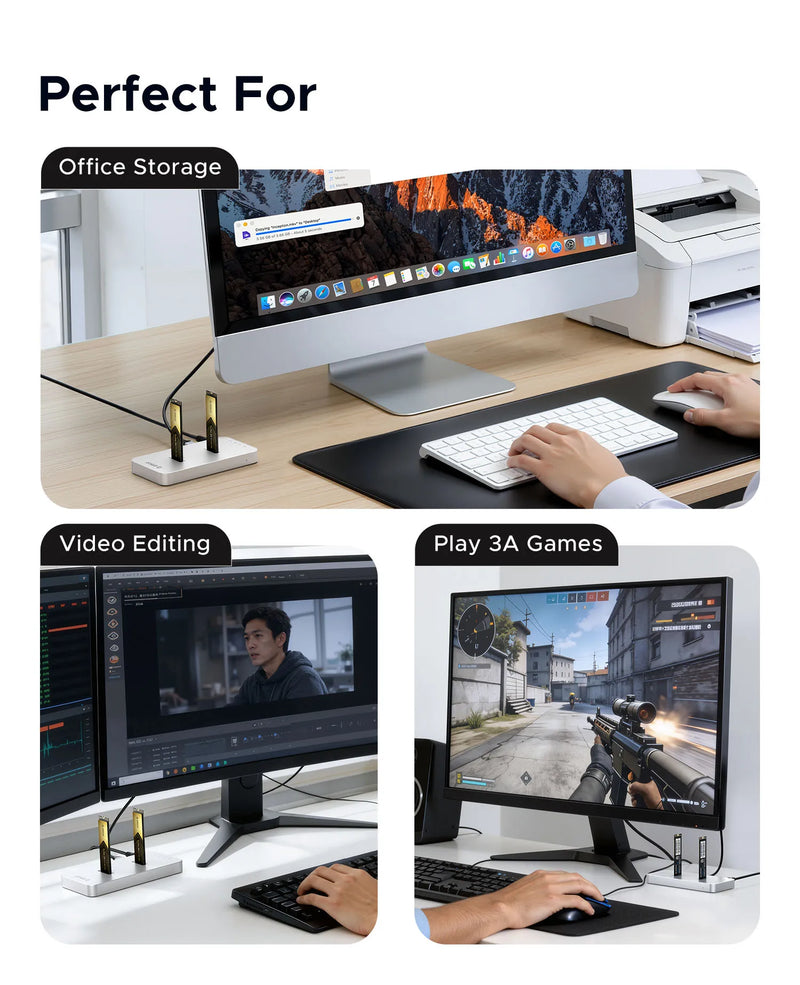 ORICO M.2 NVMe SATA SSD Enclosure Docking Station Aluminium Alloy USB 3.2 Gen 2 10Gbps External Docking Base Tool Free