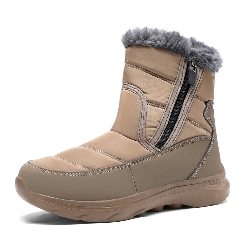 Winter Ankle Snow Boots Waterproof Plush Lined Warm Boots with Side Zipper Lightweight Outdoor Winter Shoes for Men