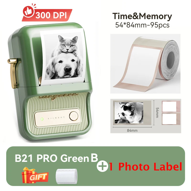 Niimbot B21 Pro 300DPI HD Printing Portable Thermal Printer Self-adhesive Label Printer Sticker Maker For Photos Receipts Note