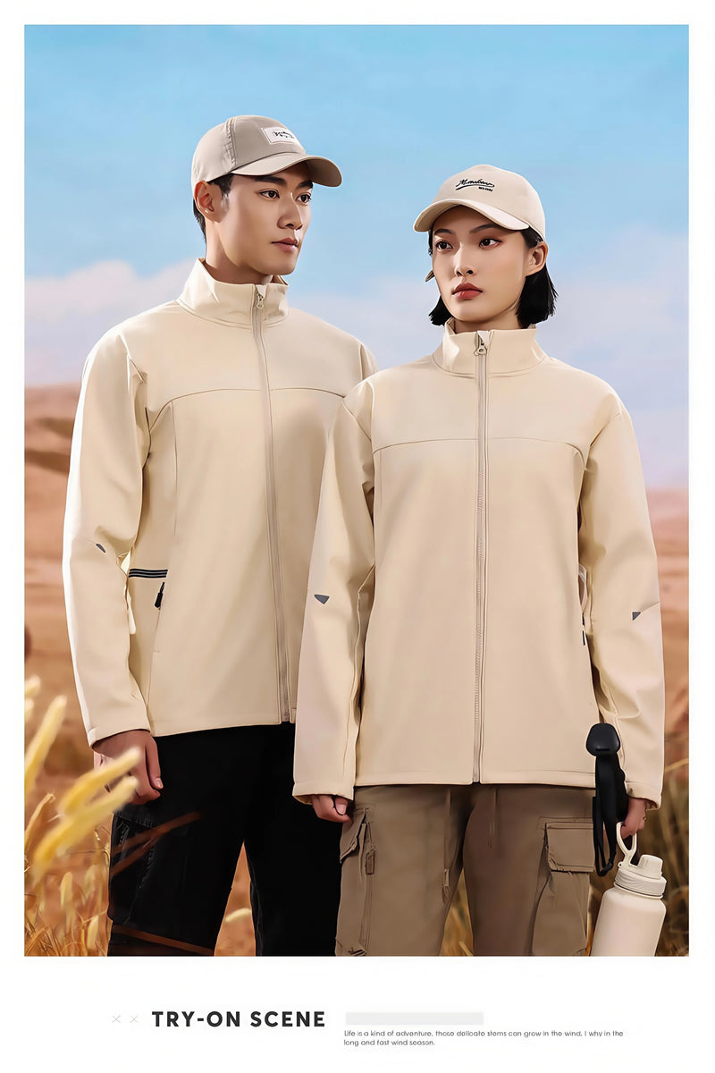 2026 stand-up collar single-layer one-piece windbreaker New Autumn loose soft-shell waterproof  windproof for men and women
