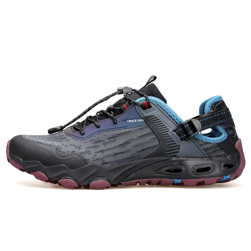 HUMTTO Hiking Shoes for Men Outdoor Summer Sneakers Trekking Barefoot Shoes Mens Breathable Quick Drying Black Beach Sandals Man