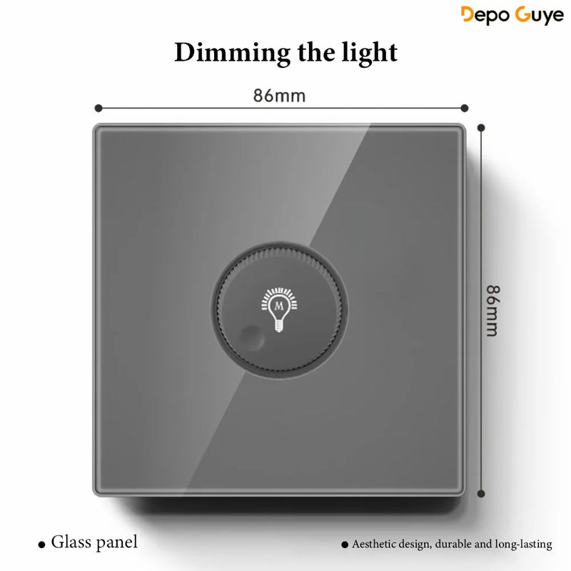 Grey Tempered Glass UK Standard 13A Wall Switch Socket with LED USB Type-C TV CAT6 Data Outlet British Electrical Wall Panel