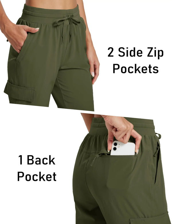 TACVASEN Quick Dry Waterproof Hiking Pants Women's Lightweight Cargo Joggers 5 Pockets Tactical Outdoor Travel Trousers