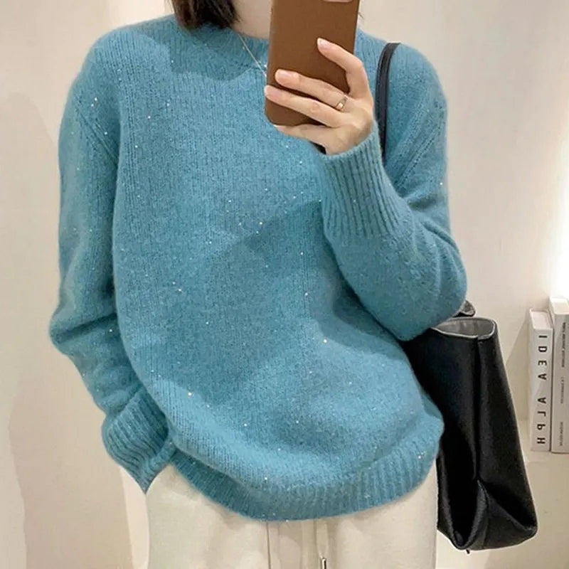 Women's Clothing Korean Loose Sweater For Woman Blouse Spring Autumn Outerwear Long Sleeve Tops Woolen Female Knitwear Jumper